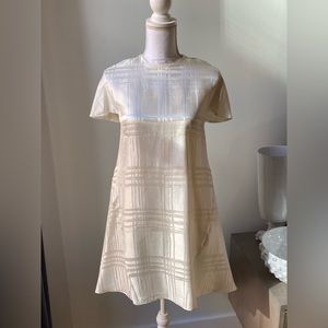 Balenciaga (Balenciaga.Silk) tent tartan jacquard ivory dress